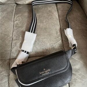 Kate Spade belt bag pebbled leather black new
